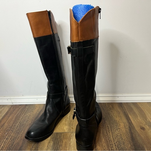 Gianni Bini Black Brown Tall Side Zip Riding Boots SZ 8 - Picture 3 of 11